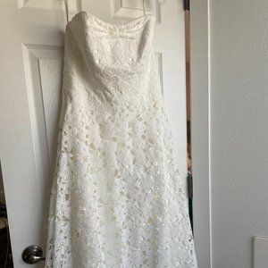 David's Bridal Strapless Midi Lace Wedding Gown